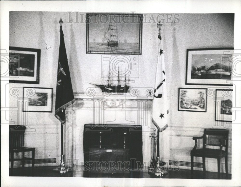 1936 Press Photo Fireplace White House President Roosevelt Ship