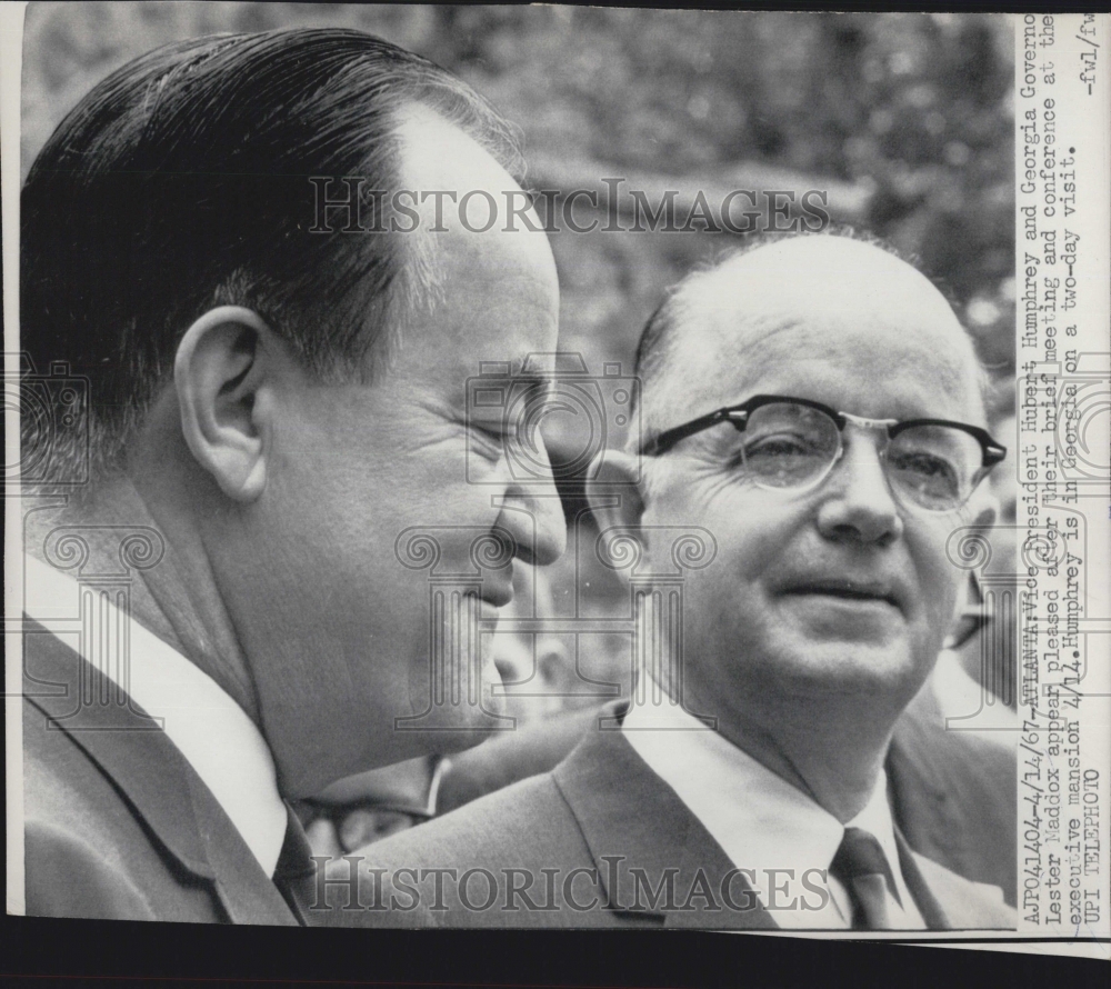 Vice President Hubert Humphrey With Gov Lester Maddox 1967