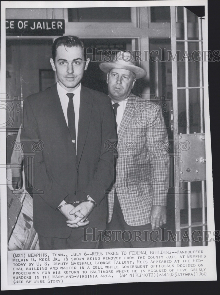 1960 Press Photo Melvin D. Rees Jr. In Memphis Jail With Marshall Geor 