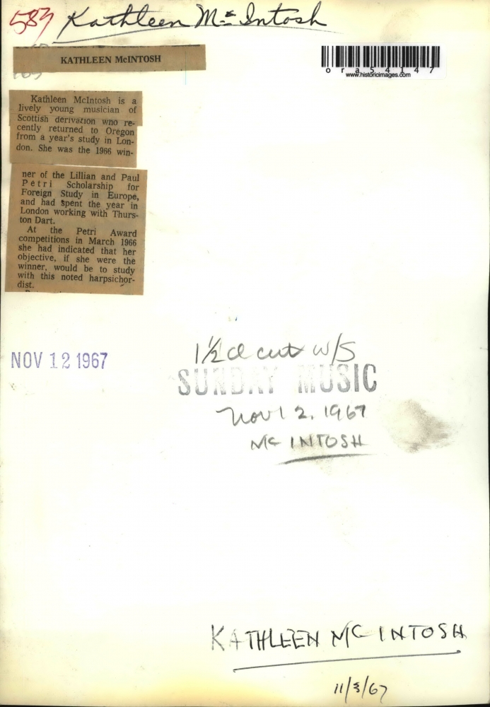 1967 Kathleen McIntosh is a lively young musician ora54147 Historic
