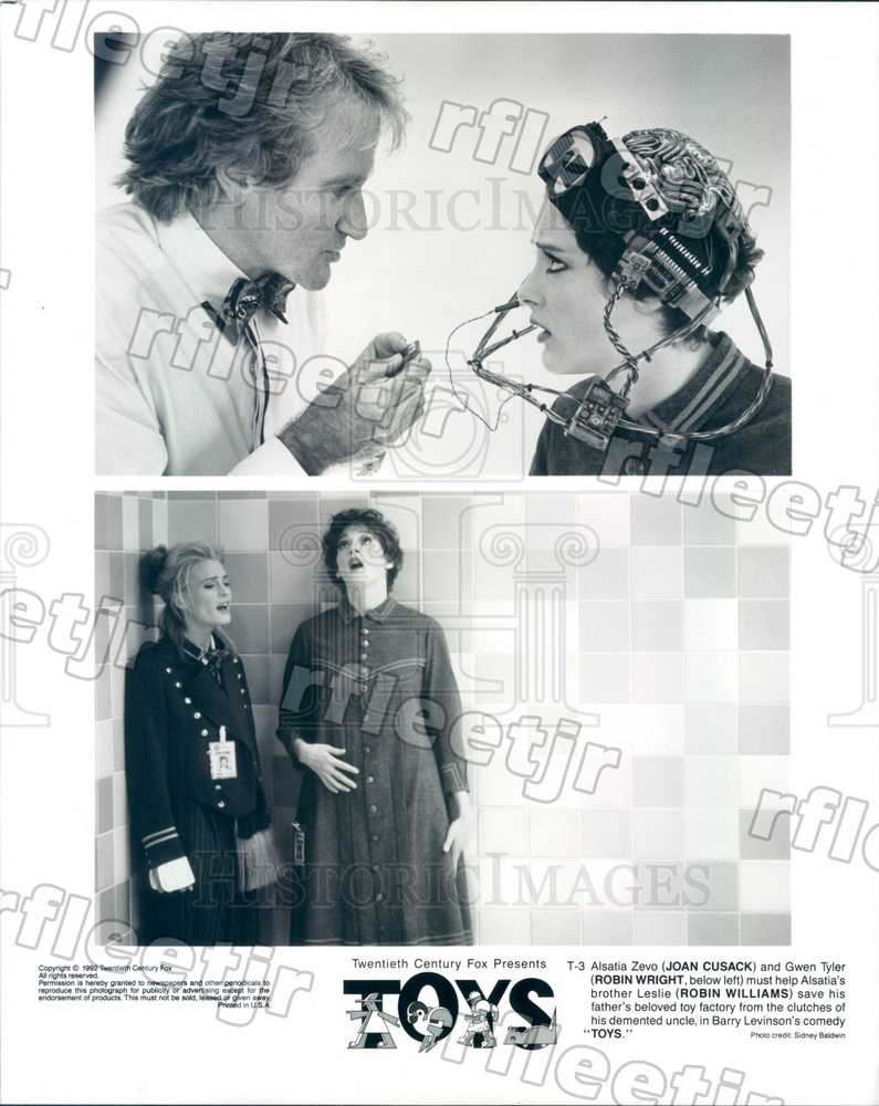 1992 Actors Robin Williams, Joan Cusack, Robin Wright in Toys Press Ph -  Historic Images