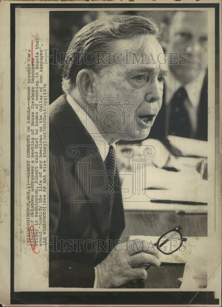 1976 Press Photo US House Representative Speaker Carl Albert Addresses ...