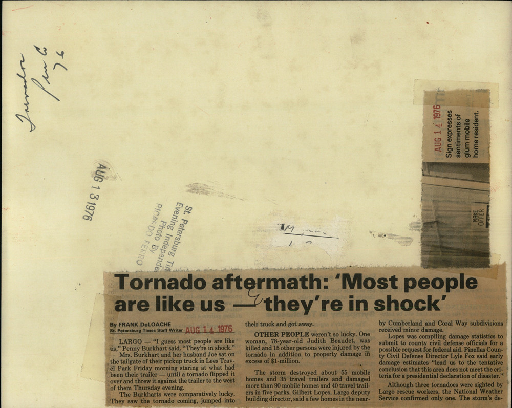 1976 Press Photo Man Sitting On Porch Of Tornado-Damaged House Largo ...