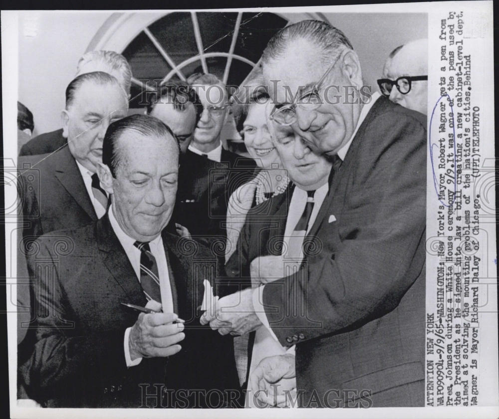 New York Mayor Robert Wagner President Lyndon Johnson 1965 Vintage ...