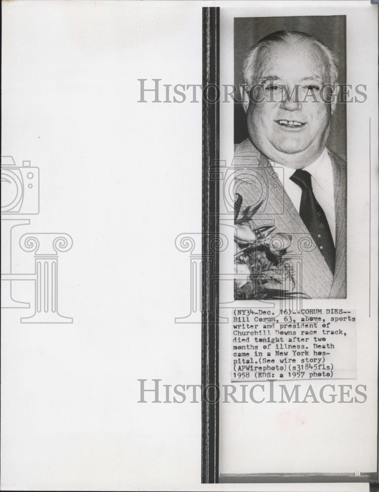 1958 Press Photo Bill Corum sports writer