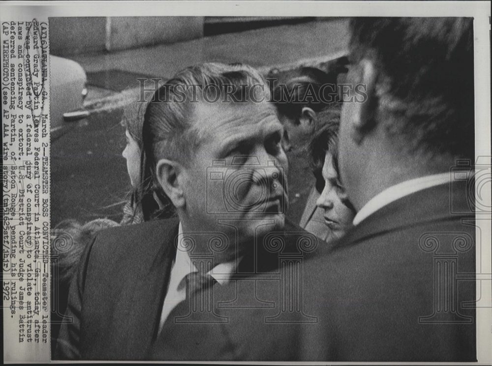 Teamster Boss Edward Grady Partin Leaving Federal Court 1972 Vintage ...