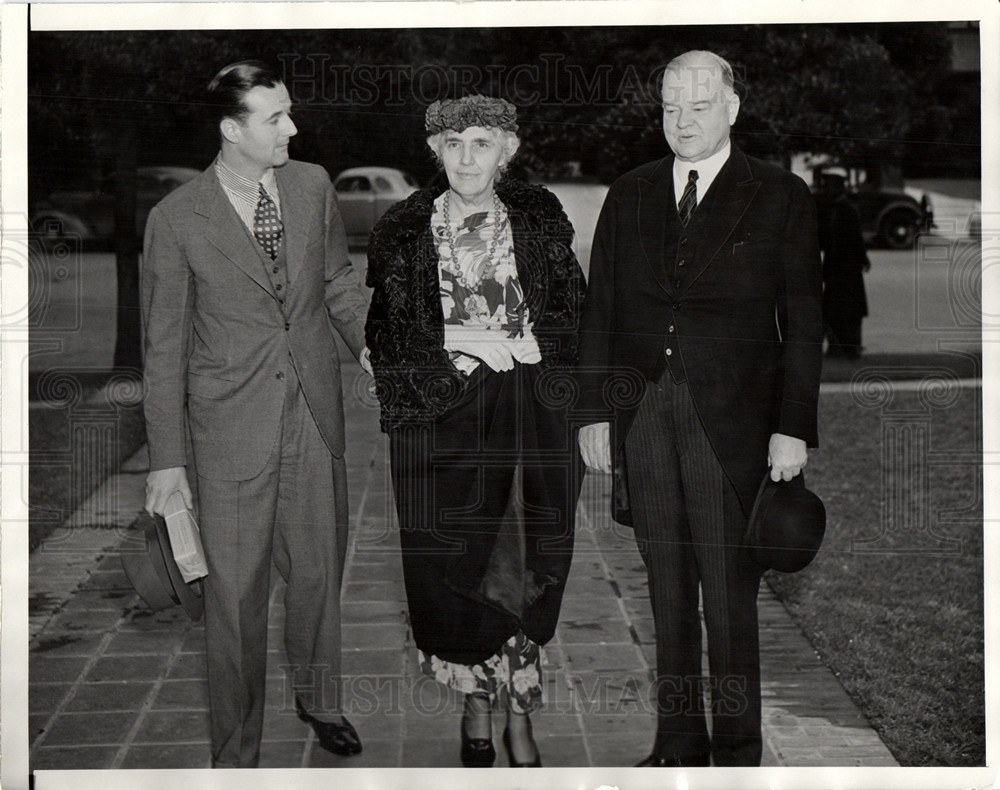 1937, Herbert Hoover attends son's wedding - Historic Images