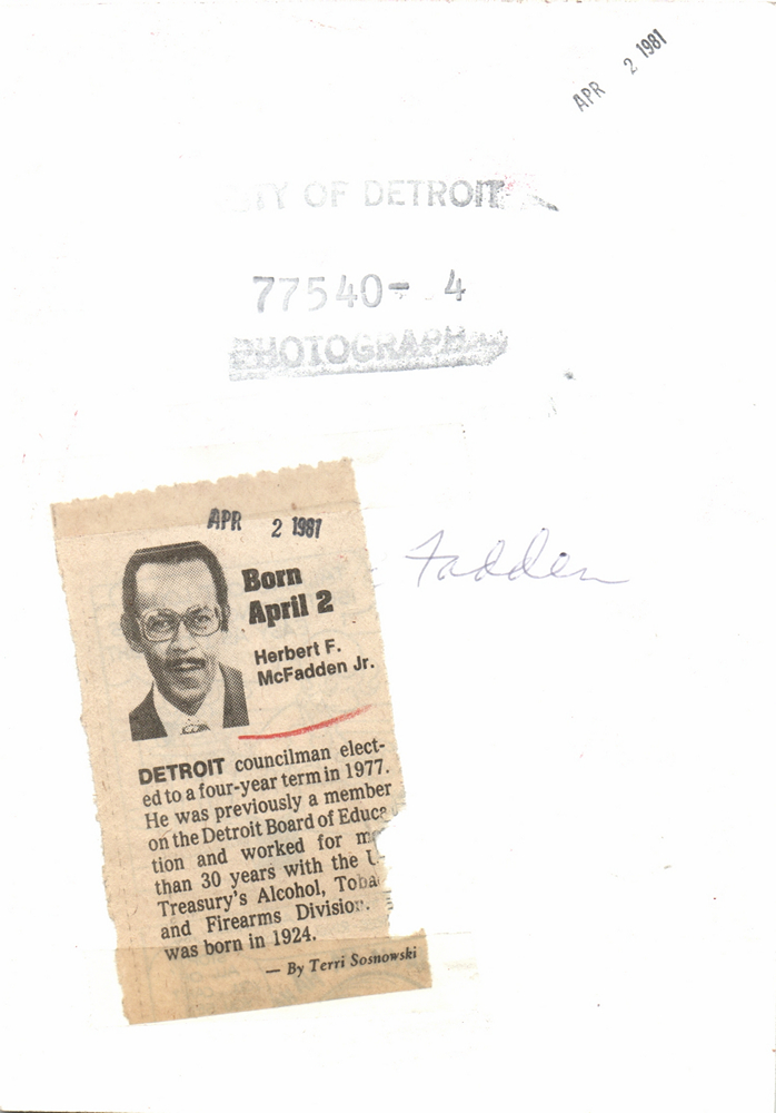 1987, Herbert McFadden Jr Detroit councilman - Historic Images