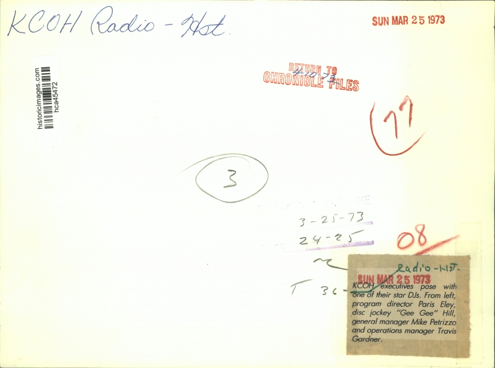 1973 Houston's KCOH radio station executives and D.J. Historic Images