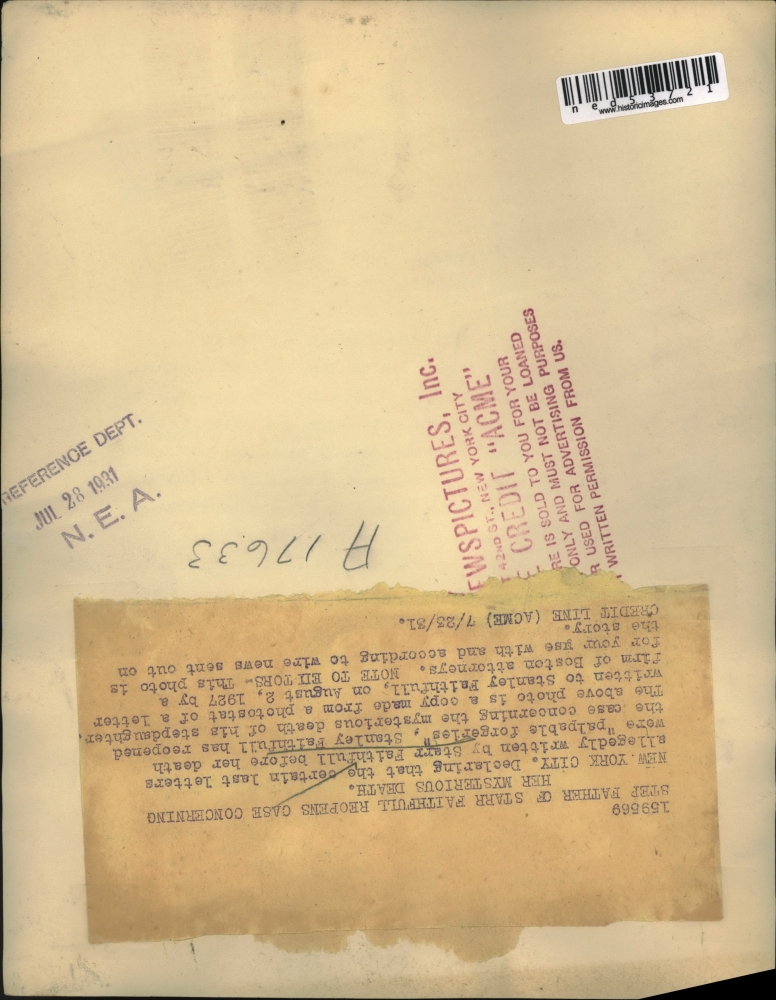 Photostat of letter for Starr Faithfull case reopening 1931 Vintage ...