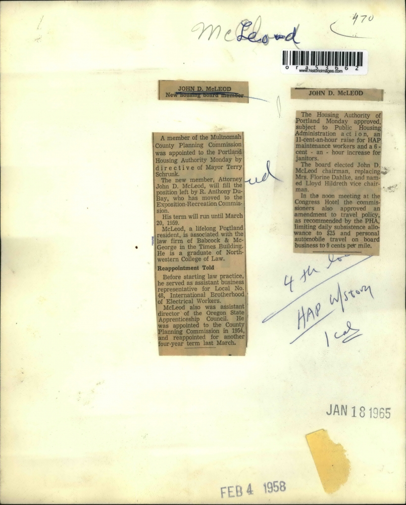 1958 John D.McLeod Housing Board Member Historic Images