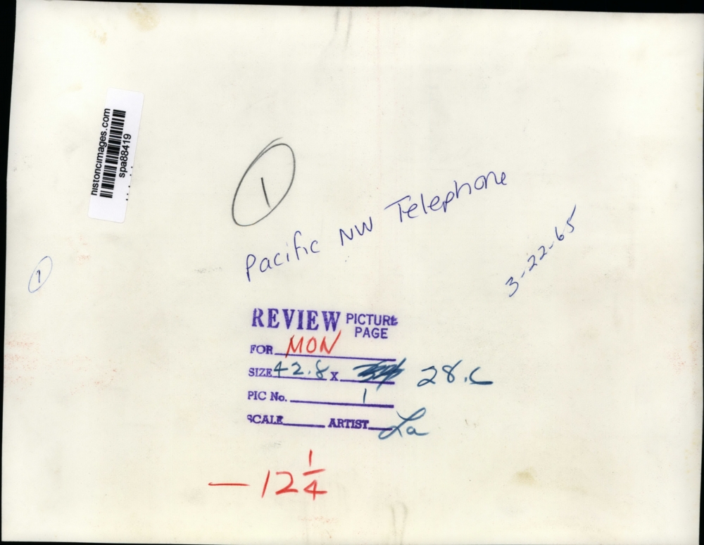 1965 Press Photo Man working on wires for Pacific Northwest Telephone Historic Images